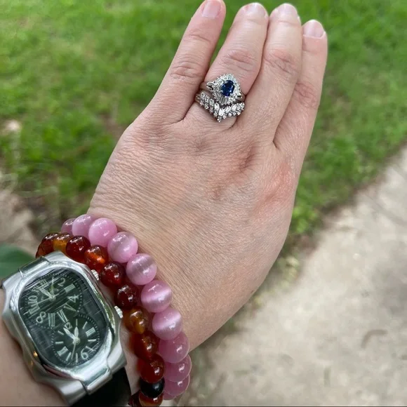 Hallmarked Pt900 natural Sapphire & natural Diamond ring with certificate size 5 - Picture 14 of 14